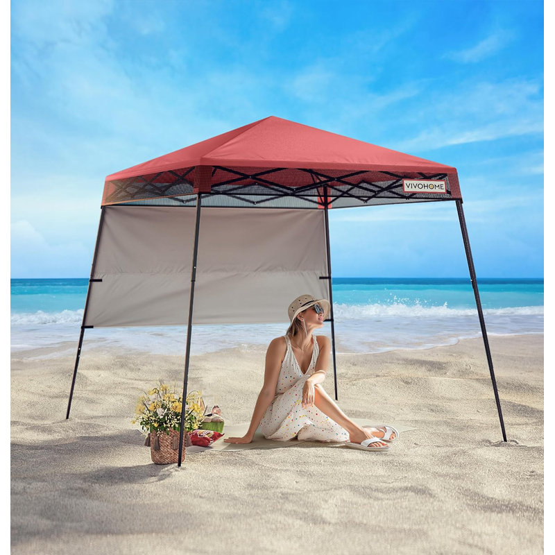 8 Ft Red and Black Steel Pop-Up Party Tent