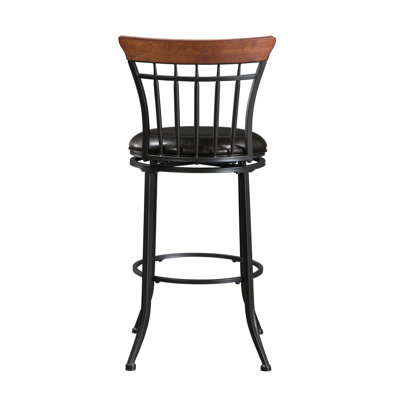 Swivel Pub Height Chair Metal Frame 1Pc Faux Leather Upholstery Seat Dining Furniture, Bar Chair