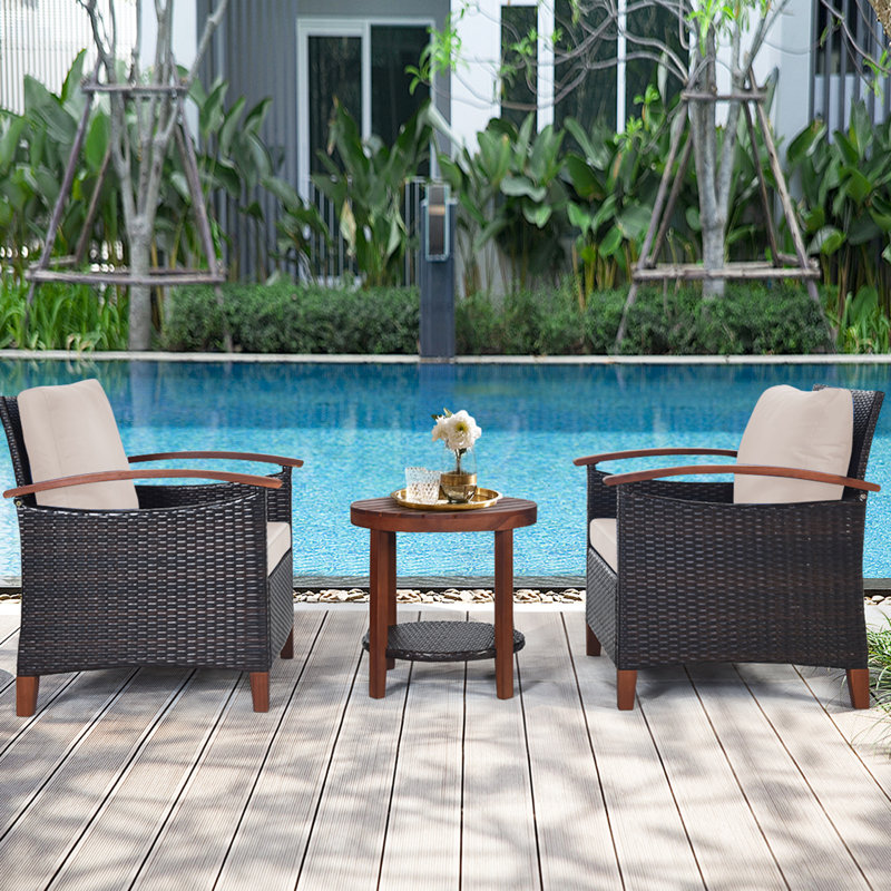 Abbigal 2 - Person Patio Conversation Set with Cushions, Beige