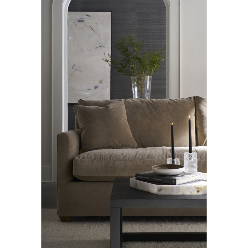 Lilah Bench Cushion Sofa, Straw Velvet (20043-28)