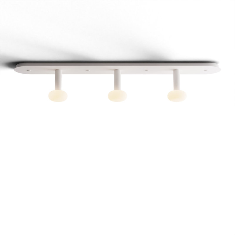 Combi luminaire suspendu linéaire 3 po avec auvent noir mat, boule de verre 6 po, Blanc mat, 3