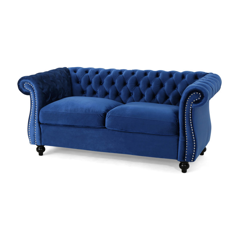 Velours bleu marine avec siège à boutons profond pour un intérieur élégant