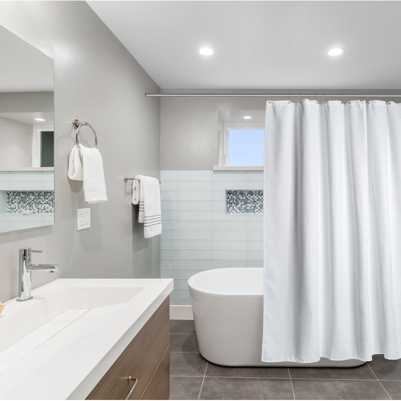 Rideau de douche simple gaufré Waffle, Blanc, H 84 po x l 72 po
