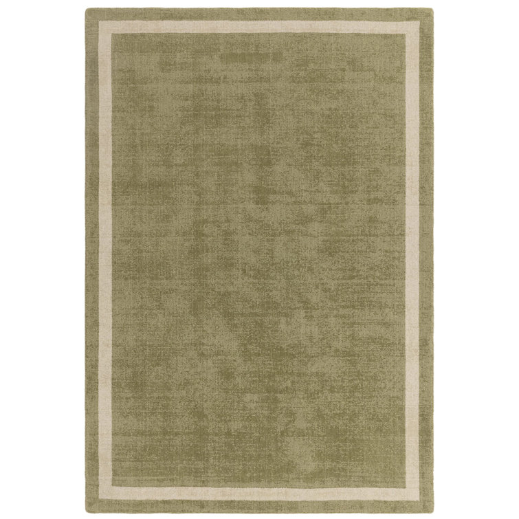 Anyi Bordered Hand Loomed Green Rug