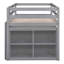 Lit mezzanine simple gris avec bureau et rangement, fabrication en bois massif pour une durabilité de rangement sur tablette latérale - Conception compacte-675481200-675481203