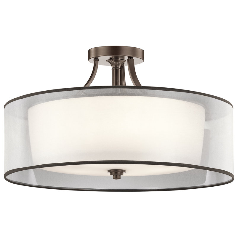 Lightle Fabric Semi Flush Mount, Mission Bronze