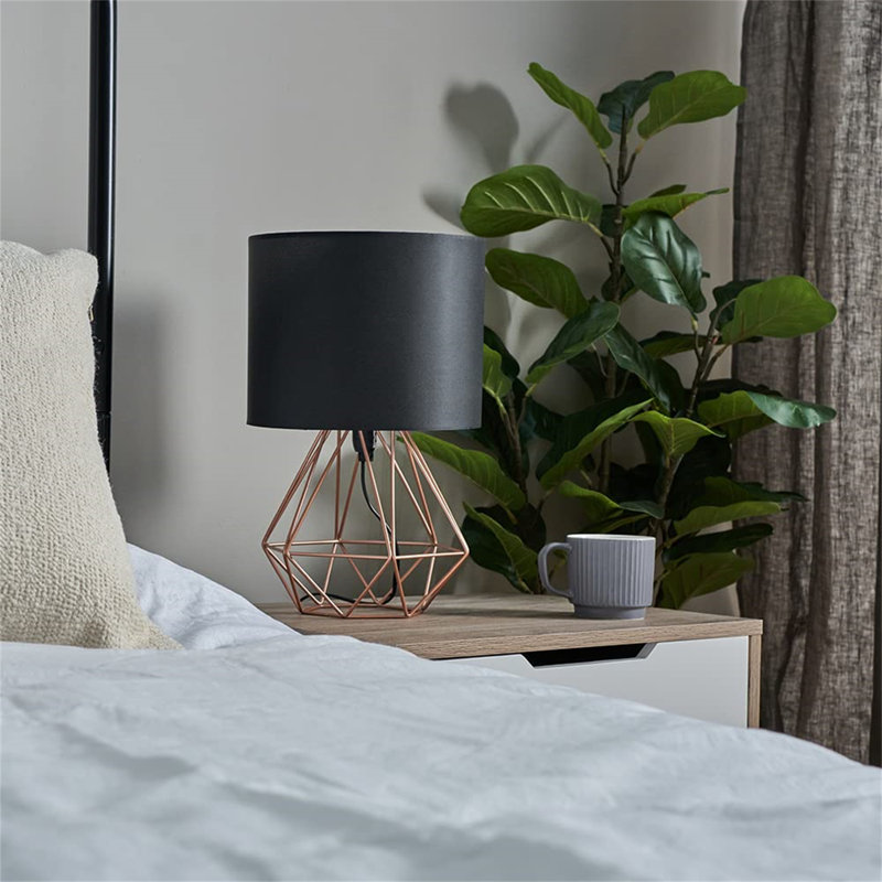 Achiuta Metal Table Lamp, Black, Brown