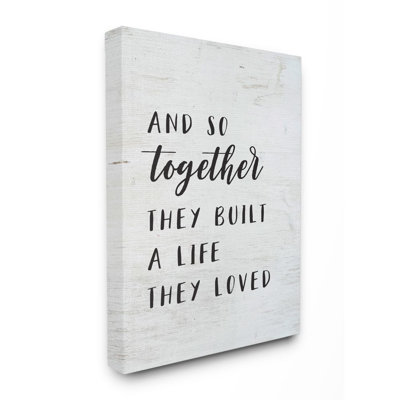 «Together Home Family Inspirational Word on Wood Texture Design», impression sur toile