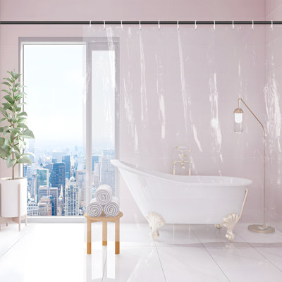 70" x 72" Waterpoof PEVA Thick Shower Curtain Clear White,with Magnets and Hooks