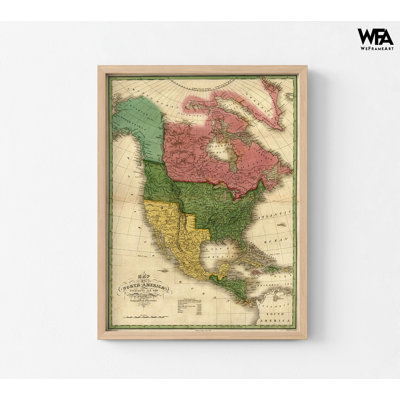 «North America 1826», carte antique du Continent américain, ancienne carte du Canada, affiche de carte antique des États-Unis, impression de décoration murale rustique américain