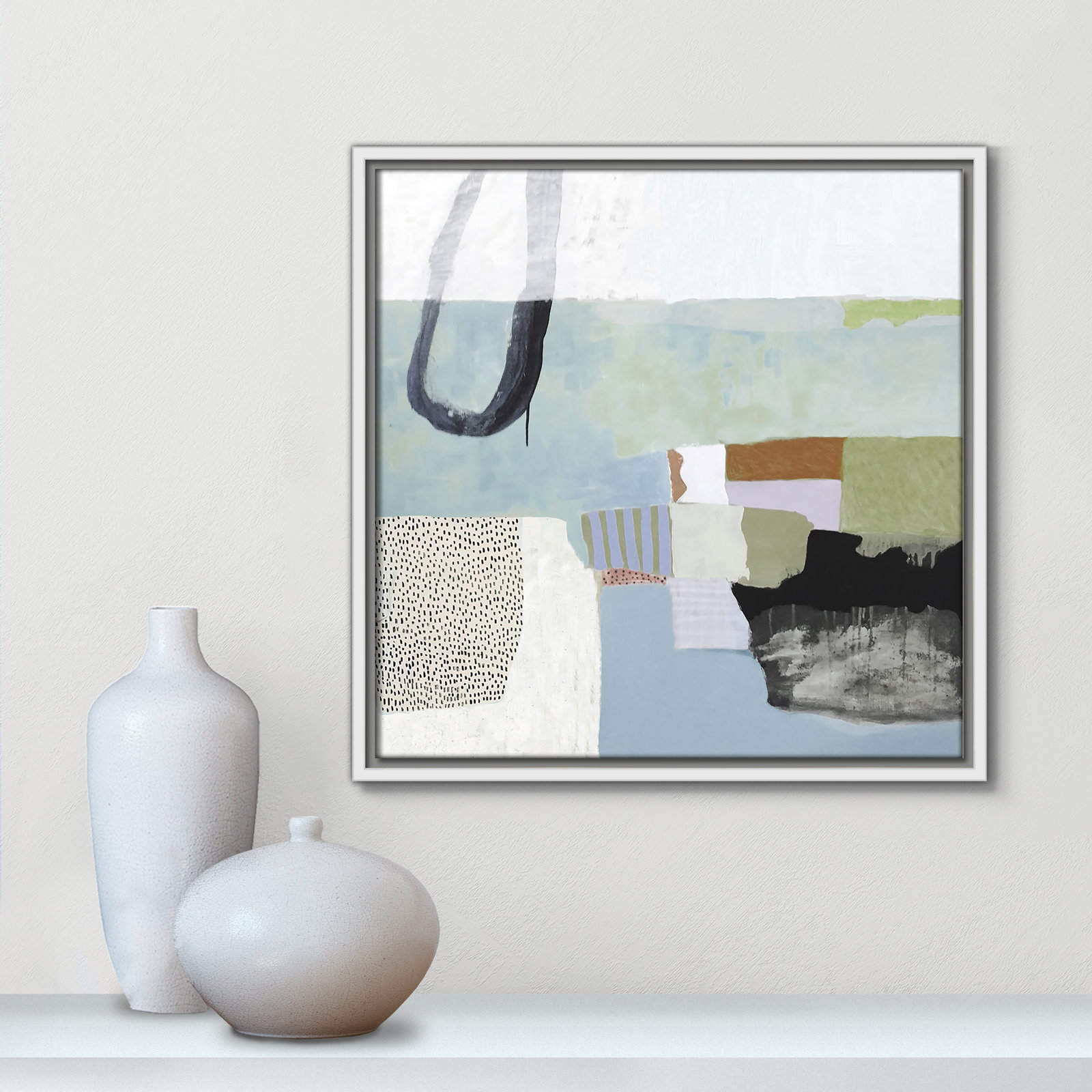 Blue Rhythm by Nathaniel Mather - Painting Print, No Mat, 17.5" H x 17.5" W x 2" D, White Framed Canvas