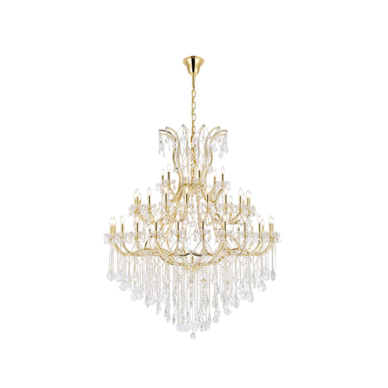 Stockard 49 - Light Glass Tiered Chandelier, Gold / Crystal (Clear) / Royal Cut