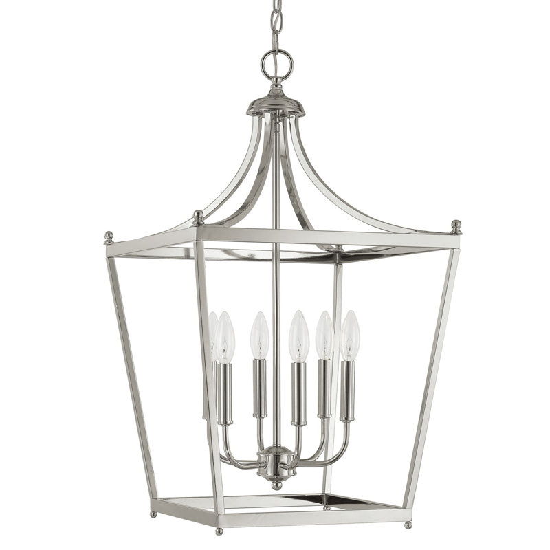 Lustre géométrique à 6 lumières, Nickel poli