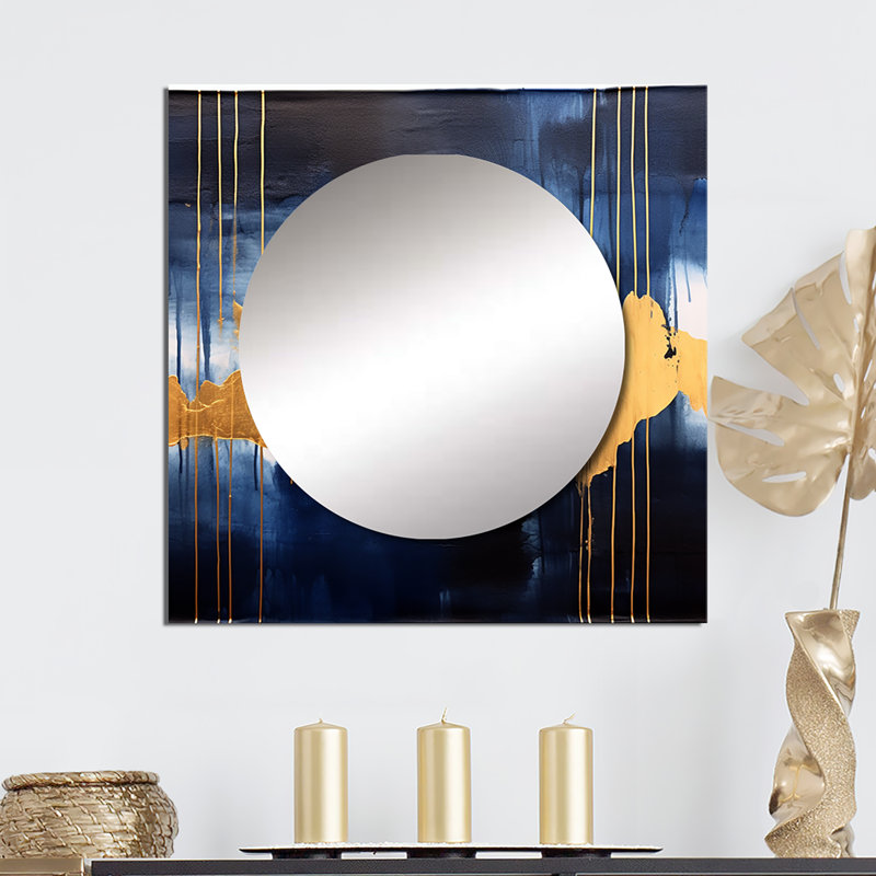 Denario - Art abstrait carré de miroir mural de salon, 23 po x 23 po