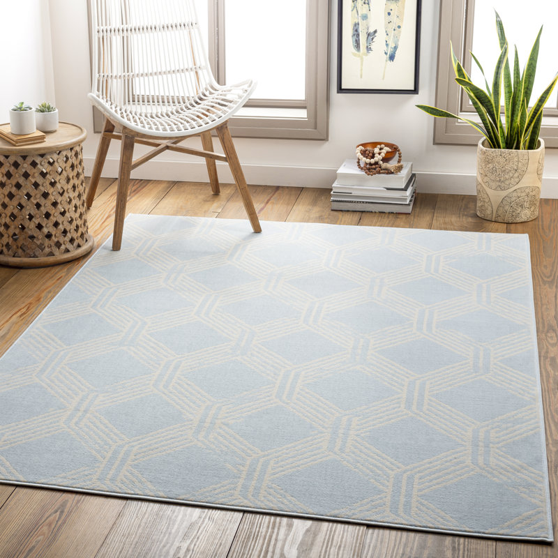Tapis géométrique bleu / beige Arlington, Rectangle 7 pi 10 po x 10 pi 2 po