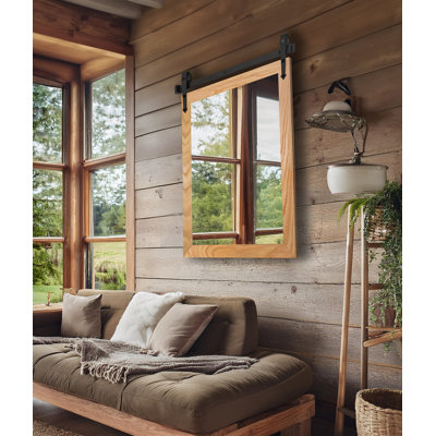 Rayne Mirrors Ozark Hardwood Mirror With Steel Barn Door Rail