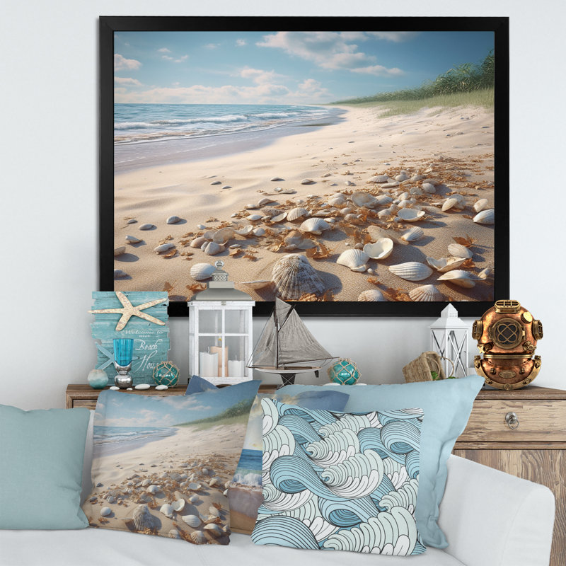 Seaside Seashell Treasures II - impression, Cadre photo noir, H 12 po x l 20 po x P 1 po