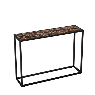 Narrow Console Table, High-End Edge Wrapped Foyer Table, Entrance, Industrial Corridor Table, Living Room, Foyer, Rural Brown And Black
