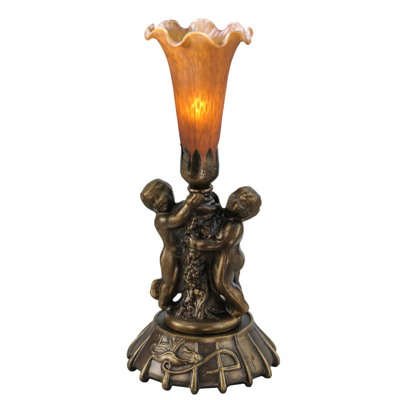Twin Cherub Torchiere Table Lamp, Amber