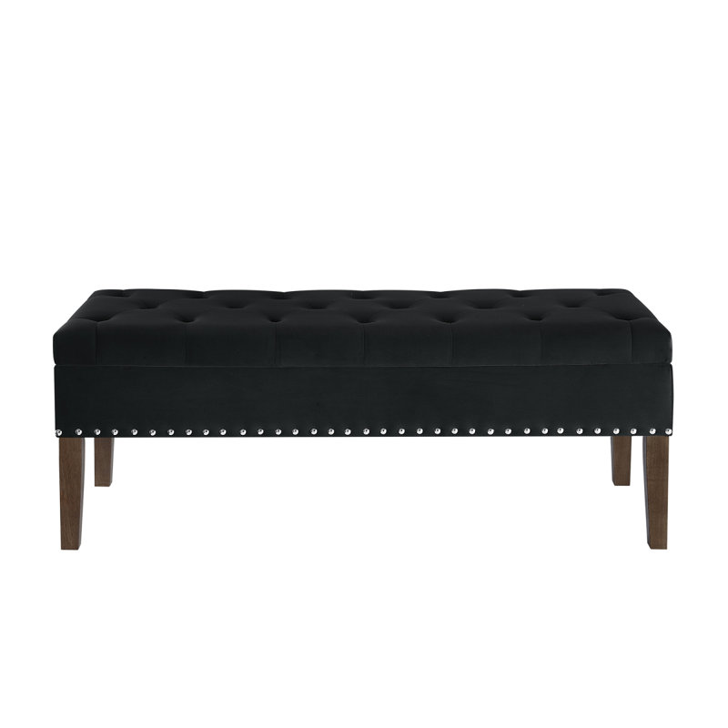 Banc capitonné avec rangement, Noir