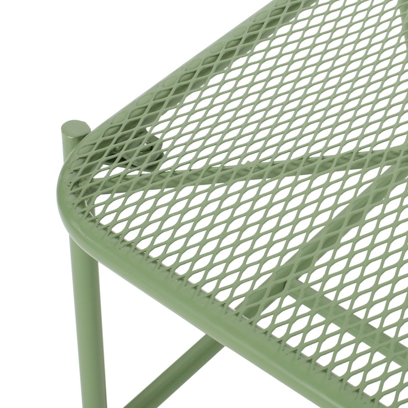 Table d'appoint d'extérieur H 13,35 po, en fer avec treillis, mobilier de jardin, cour, sérénité, intempéries, Vert