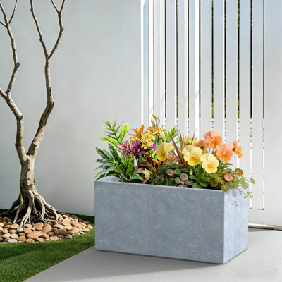 23 in. Slate Gray(Upgraded Interior) Large Concrete Rectangular Planter / Pot with Drainage Holes for Indoor & Outdoor