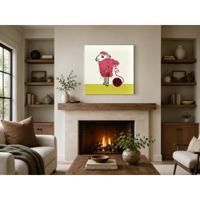 Sheep with Ball of Wool — Graphic Art Canvas Wall Art