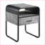 Table basse en faux béton gris avec cadre en métal noir pour salon, tiroir et amp; Tablette de rangement, assemblage facile