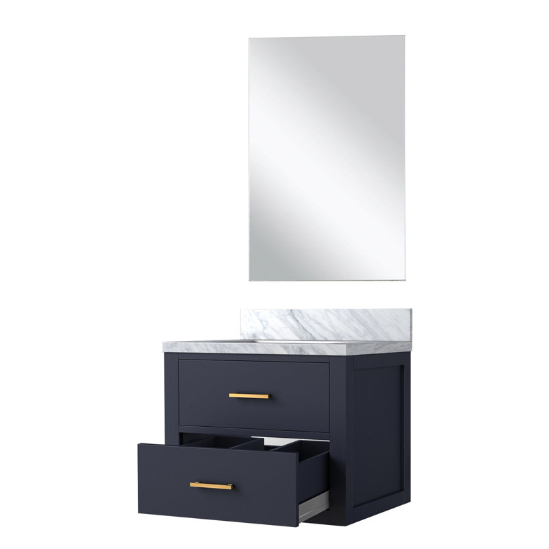 Meuble-lavabo bleu 24 po L 18 po x P 18 po Comptoir et miroir, Bleu