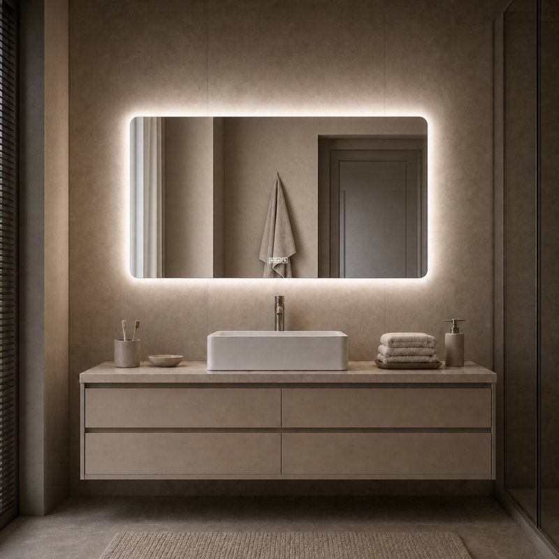  48 x 24 Inch LED Bathroom Mirror with Anti Fog Dimmable 3 Color Lighting Frameless Wall Mounted Vanity Mirror