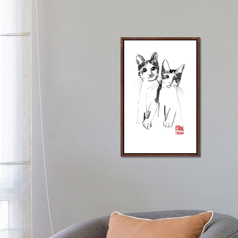 Brothers by Péchane - Print on Canvas, Classic Brown Wood Framed, 66.04 cm H x 45.72 cm W