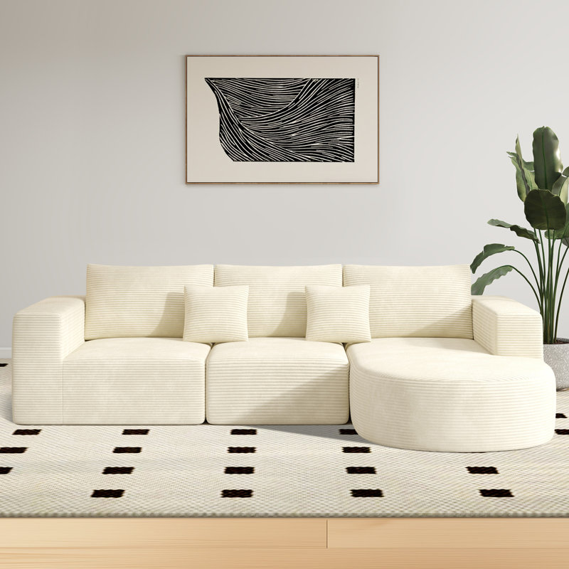 3 Seater Corner Sofa , Beige, Right Hand Facing