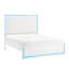 Très grand lit blanc avec tête de lit tapissier à DEL 8 couleurs, lit contemporain et décoration en similicuir
