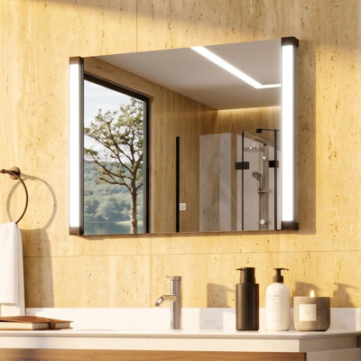 Miroir de salle de bain pivotant à 270° avec éclairage DEL réglable, 81 cm (L) x 61 cm (H).