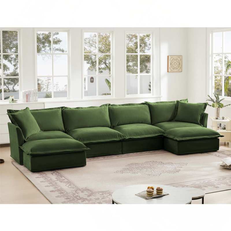 Canapé modulaire en chenille à 4 places en U avec housses amovibles pour le confort du salon et des combinaisons flexibles