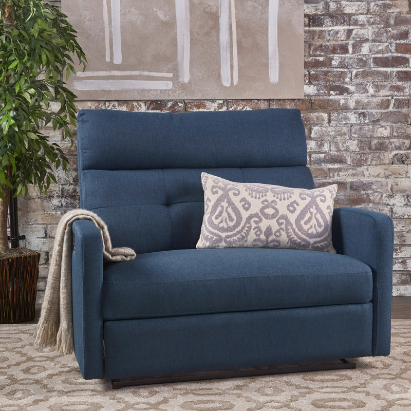 Wamsutter 46.5" W Oversized Push-Back Recliner, Navy Blue Polyester