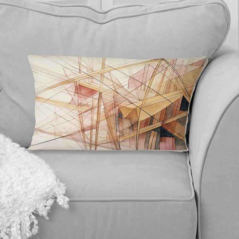 Coussin Minimalist Gold and Beige - Abstract Shapes