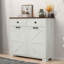 Armoire poubelle double inclinable Farmhouse avec 2 tiroirs et poignées en métal