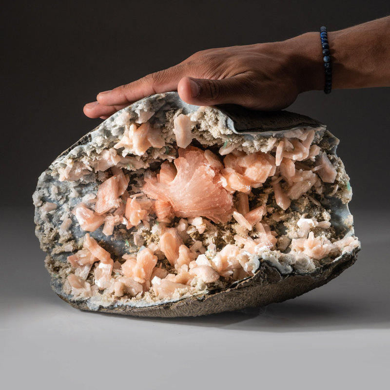 Pink Heulandite with Stilbite on Chalcedony Matrix