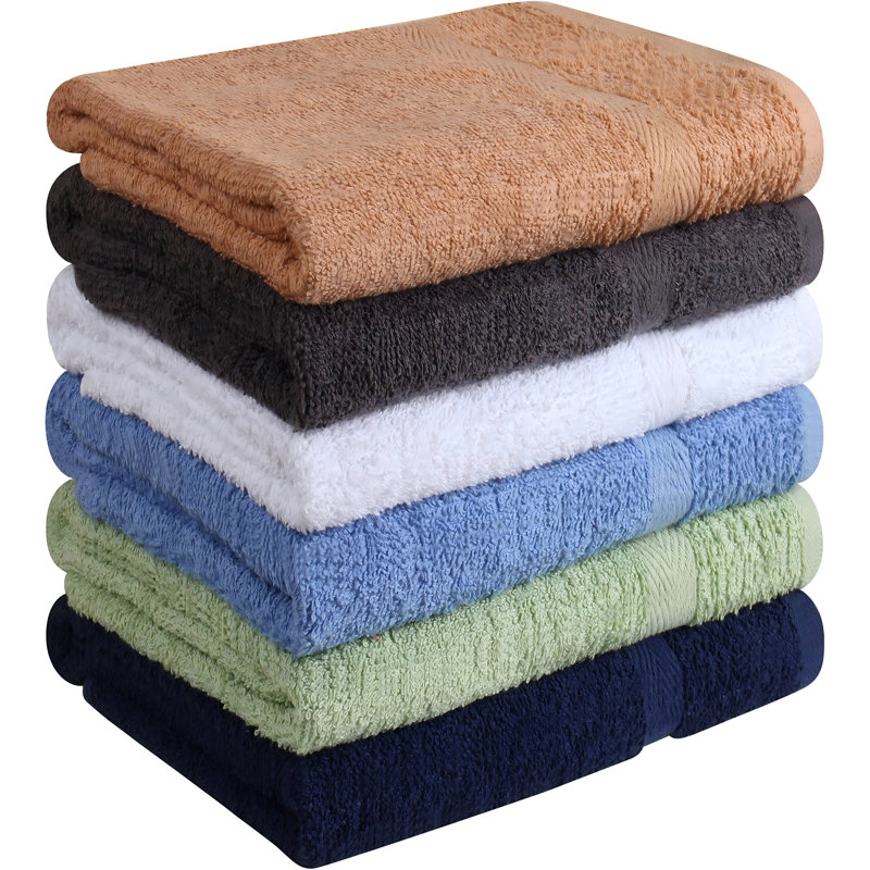 Cotton Bath Towel Set,Quick Dry,Super Absorbent,Light Weight,Soft,6 Pack(Beige,White,Grey,Sky Blue,Sage Green,Navy)