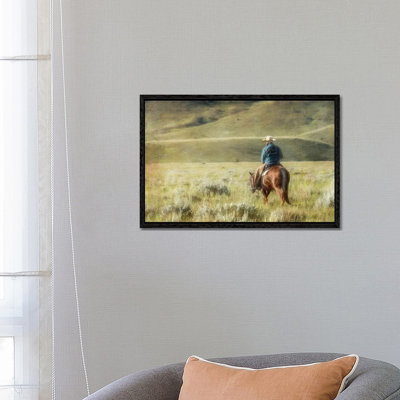 Cowboy Time by Rhonda Thompson - Floater Frame Print on Canvas