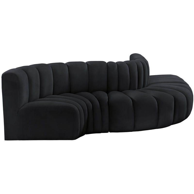 Hiu Upholstered Sofa & Chaise, Black Velvet