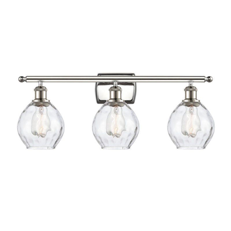 Éclairage pour salle de bain 3 lumières Pomeroy, Transparent, Nickel poli, Ampoule non incluse