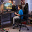 Fauteuil de jeu de course avec massage, fauteuil d'ordinateur ergonomique en cuir PU, fauteuil de bureau inclinable à haut dossier avec support lombaire