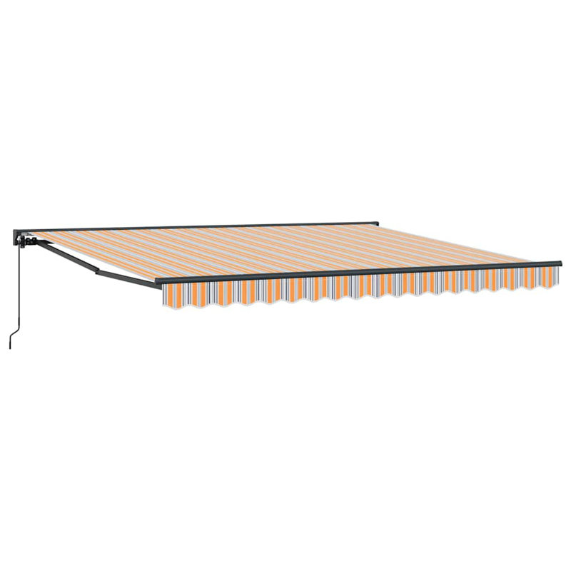 Brayden Studio 300cm D Fabric Cover Retractable Door / Window Awning, 400 cm W x 300 cm D, Blue/Orange/Anthracite
