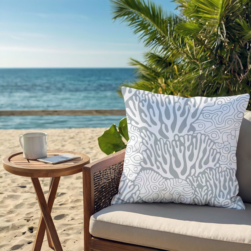 Barnon Outdoor Reversible Throw Pillow, Gray