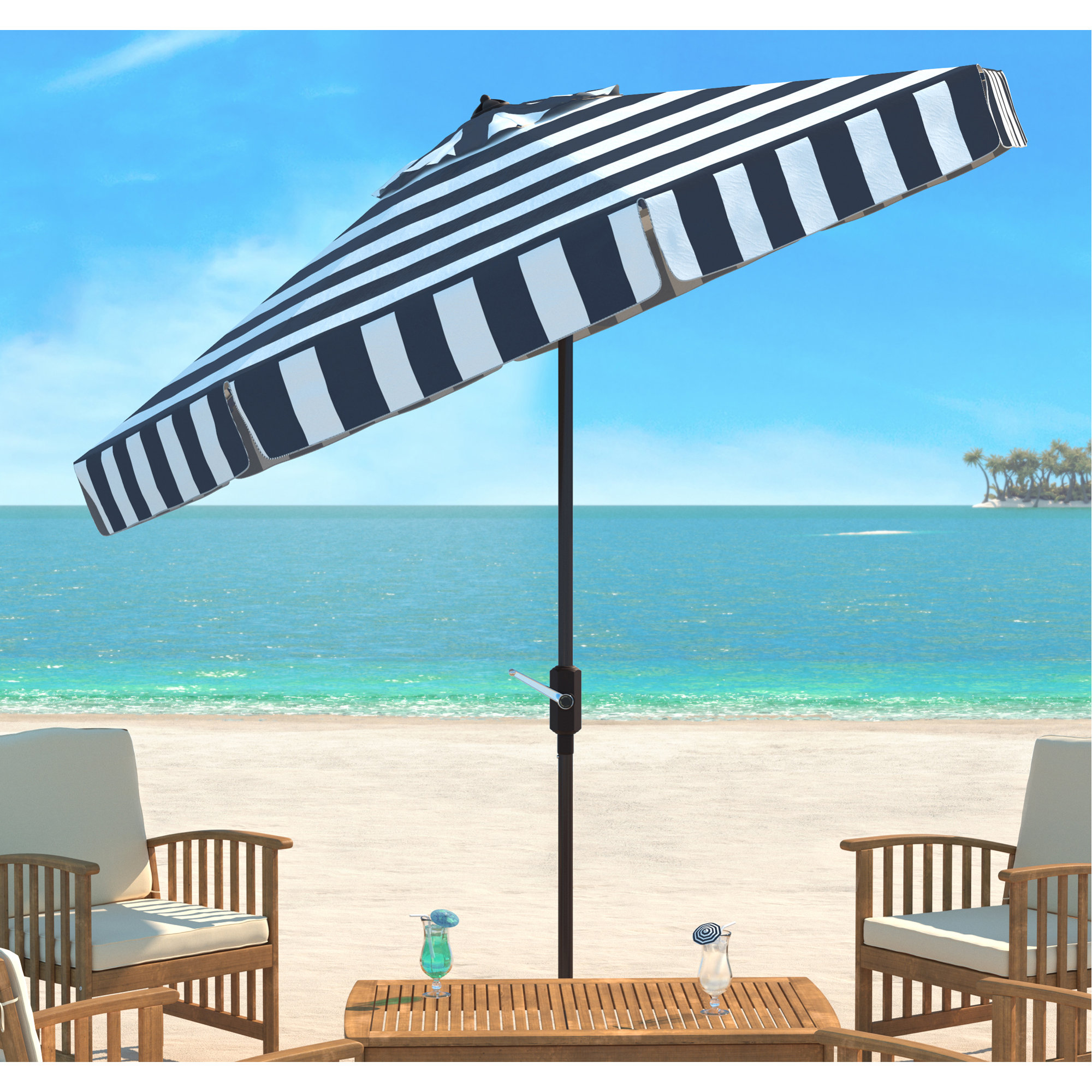 9' x 9' Market Umbrella, Navy/White