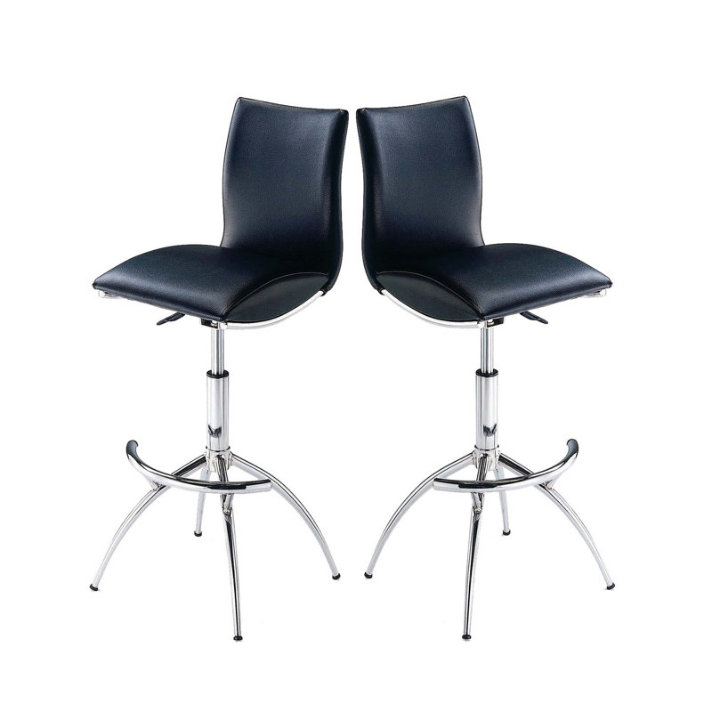 Modern Barstool Leatherette/Adjustable, Black