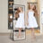 Full-length vertical mirror with LED light, illuminated floor mirror with bracket, dimming wall mirror with full-length aluminum alloy thin frame