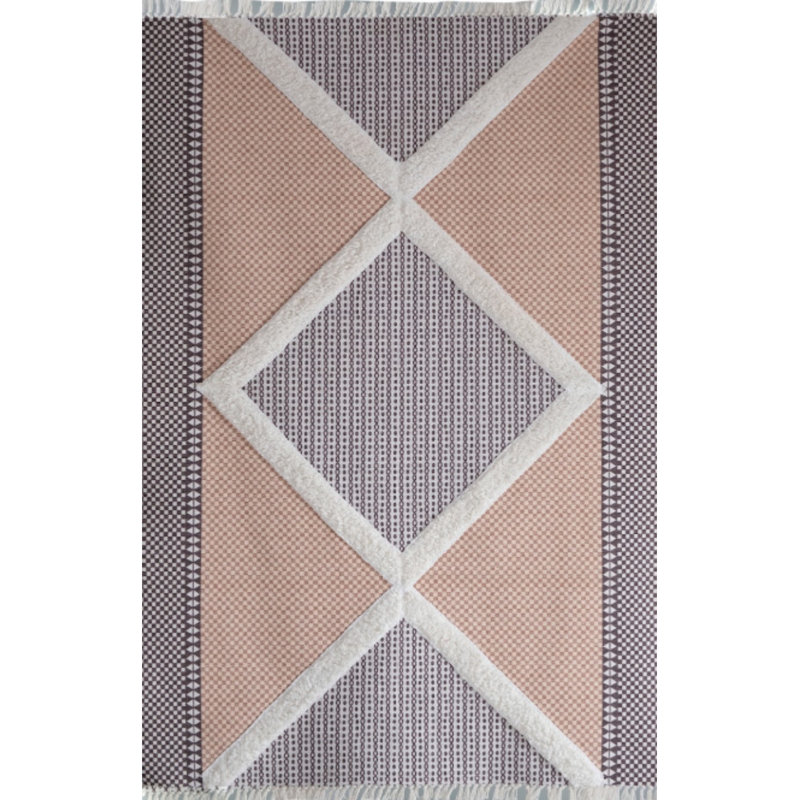 Tapis intérieur / extérieur rectangulaire en coton Iyleen, Tapis de couloir 2 pi 7 po x 9 pi 10 po